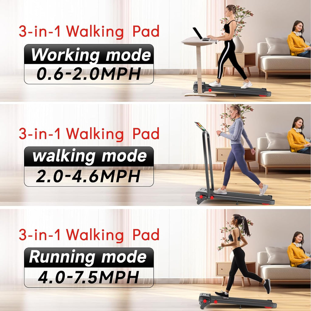 Walking Pad Treadmill - Foldable Under Desk Design with Incline & Remote Control | 7.5 MPH for Home Office