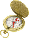 Gold Antique Brass Compass Key Chain - Waterproof Pocket Compass for Kids, The Perfect Survival Tool and Gift for Boy Scouts with Retro Gold Compass Design 2-Piece Set