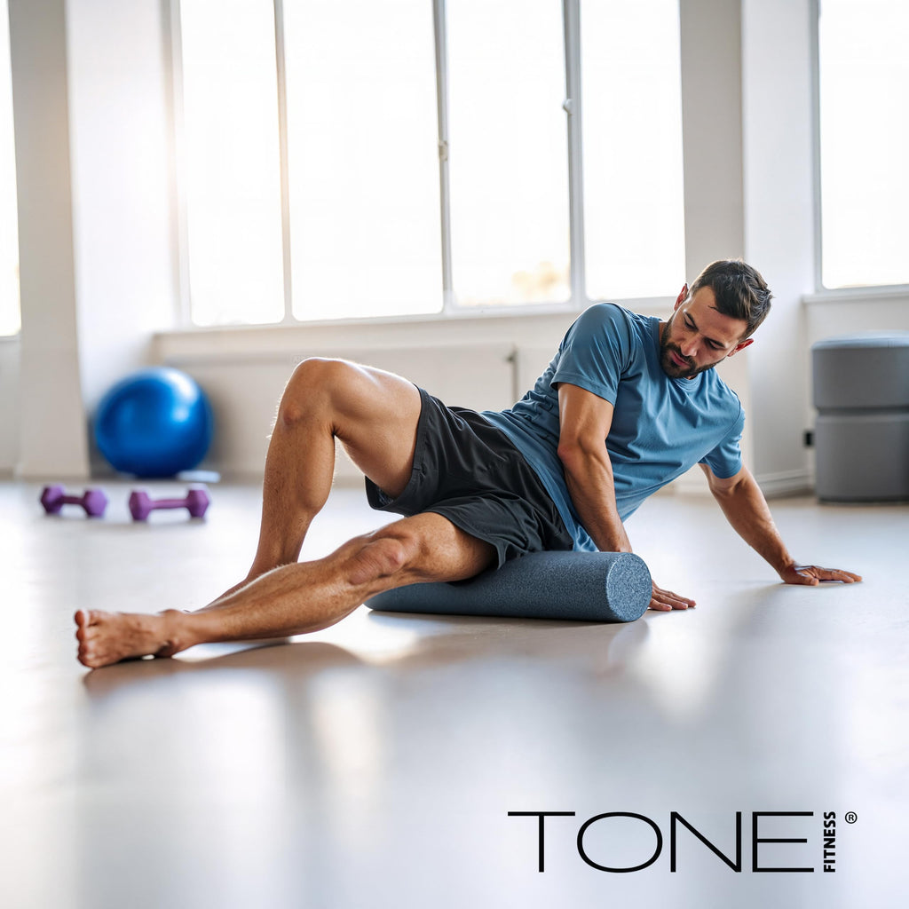Tone Fitness High Density EPP Foam Exercise Foam Roller for Yoga, Pilates, Stretching, Massage, and Recovery 36 inch Blue