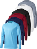 OYGSieg Long Sleeve Shirts for Men - Moisture-Wicking UPF SPF Sun Protection | 6 Pack Casual Tees