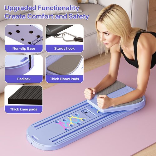Pilates Board, 7 in 1 Portable Pilates Reformer with Digital Display for Home & Gym, Foldable Multifunctional Pilates Machine, Pilates Equipment for Women, Compact Home Workout Board