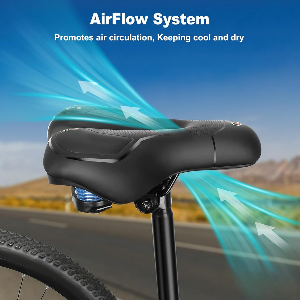 Topcrown Bike Seat - Comfort Wide Bicycle Saddle with Waterproof Design & Memory Foam Cushion | Fits Mountain, Road & Exercise Bikes