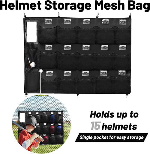 Hikeen Baseball Helmet Bag - Dugout Organizer with Bat Rack for 15 Players | Store Helmets, Gloves, Balls