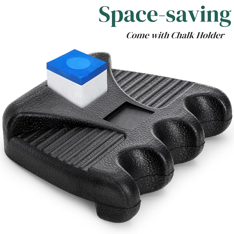 3-Hole Pool Cue Holder, Portable Non-Slip Cue Rack with Chalk Holder