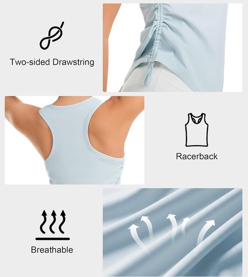 Liuetssroy Workout Tank Tops for Women - Side Ruched Racerback Design | Sleeveless Athletic Fit