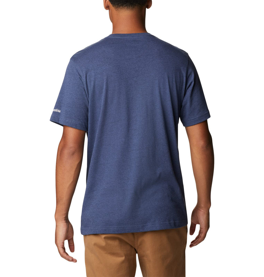 Columbia Men's Thistletown Hills Graphic Short Sleeve, Dark Mountain Heather/Hikers Graphic, 5X Tall