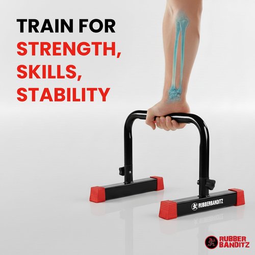 Rubberbanditz Parallette, Parallel Bars & Dip Station, Home Gym Essentials for L-Sit, Calisthenics, and Upper Body Workouts, Heavy Duty Ideal for Push Ups, Dips, Handstands & Gymnastics | Pack 1