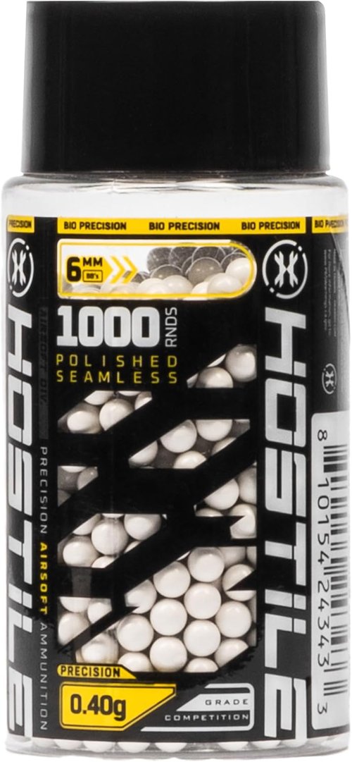 Hostile Airsoft Biodegradable 6mm BBs - 1000 Count in 36g, 40g, and 43g Options