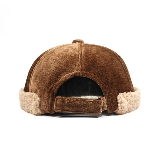 Mens Brimless Hat Winter Flannel Warm Rolled Cuff Docker Cap Fleece Harbour Beanie Hats Plush Landlord Hat Q2066 Coffee