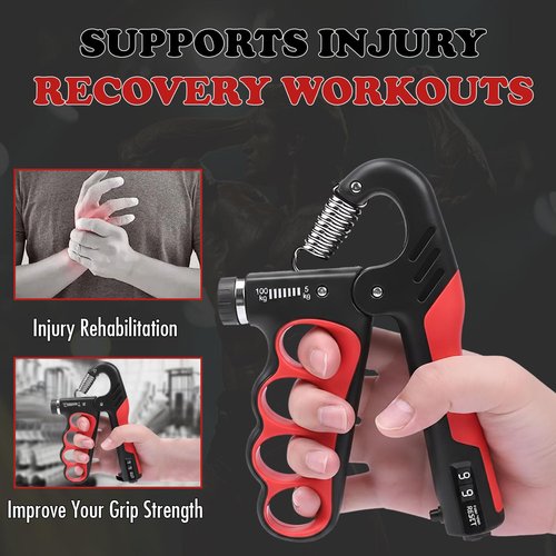 Adjustable Grip Strength Trainer Hand Gripper for Grip Strength, Forearm & Wrist Strengthener, Hand Exerciser for Strength Training & Therapy 11-220Lbs(5-100KG) | Red