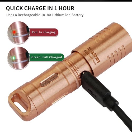MecArmy X3S Handheld Mini EDC Flashlight - 130 Lumens Portable Rechargeable Keychain Torch | Waterproof Copper