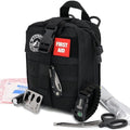 The Brazos First Aid Survival Kit, 250 Pieces, Hiking & Camping Essentials, Survival Gear and First Aid Combo for Emergency Preparedness, Lightweight, Portable, Tactical Clips & Closures, Black