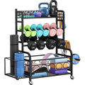 Dumbbell Rack,VOPEAK Weight Rack for Dumbbells, Weight Rack for Home Gym, Home Gym Storage Rack for Yoga Mat Kettlebells and Strength Training Equipment, Dumbbell Rack Stand only with Wheels