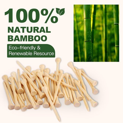 Guirnd 150PCS Biodegradable Bamboo Golf Tees - 2 3/4 Inch, Stable & Reliable, Natural Color