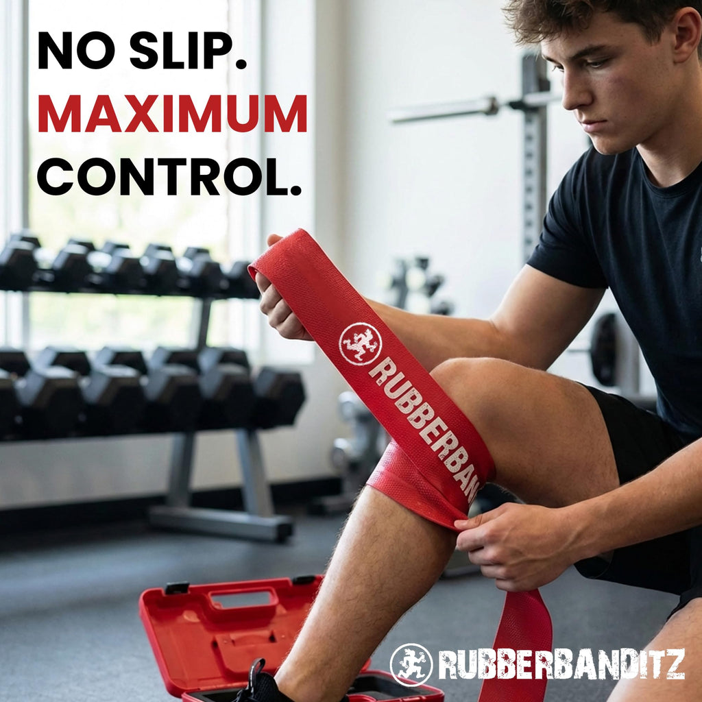 Rubberbanditz Floss Band for Mobility and Compression – Muscle Floss Bands for Joint Support and Recovery – Compression Floss Band for Warm Up and Blood Flow Training - Red