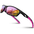 RIVBOS Womens Sunglasses Polarized TR90 Unbreakable Frame Sports Driving Fishing Cycling RB833-Black&Pink