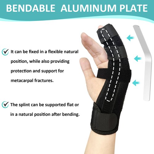 GenetGo Metacarpal Finger Splint Hand Brace - Pinky Ring Finger Immobilizer For Boxer Fractures -Fit for Both Left or Right Hand (Medium)