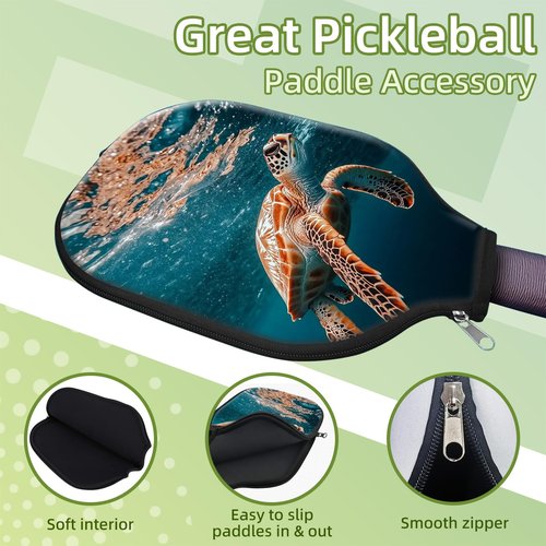 FQSXFIFN for Pickleball Paddle Cover with Smooth Zipper, Durable & Scratch-Resistant for Pickleball Paddle Case Protection, Sea Turtle Sleeve for Pickleball Paddles Racket