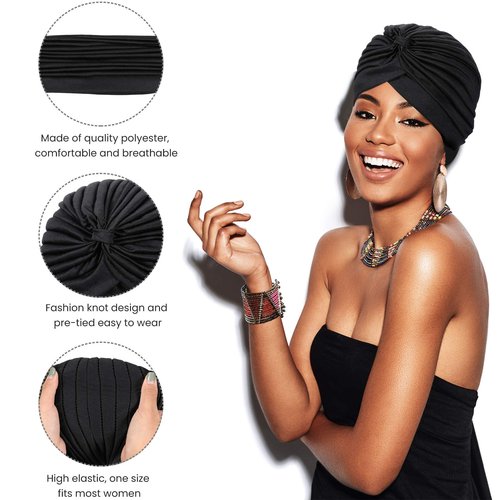 SATINIOR 16 Pieces Stretch Turbans Chemo Head Wraps Polyester Head Beanie Cover para Mujer Turbantes for Women(Bright Color)
