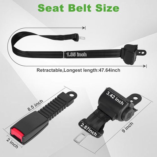 10L0L Retractable Golf Cart Seat Belts(47.64") - Universal Retractable Seat Belts for Yamaha EZGO, Club Car, Go Kart, UTV, Set of 2