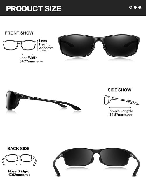 BIRCEN Polarized Sunglasses - UV Protection Sports Shades for Men & Women | Lightweight Al-Mg Frame