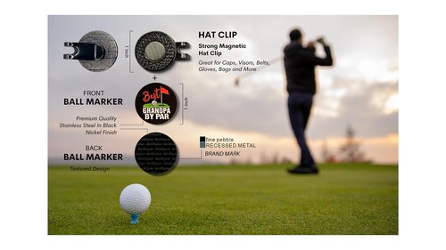 MULLIGAN HOOLIGAN Best Grandpa by Par Golf Ball Marker + Magnetic Hat Clip, Funny and Unique Golf Gift, Premium Quality, The Perfect for Your Favorite Golfer, Golf Accessories for Any Occasions