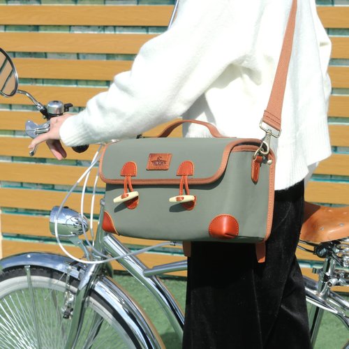 TOURBON Canvas Bike Basket Bicycle Front Bar Bag