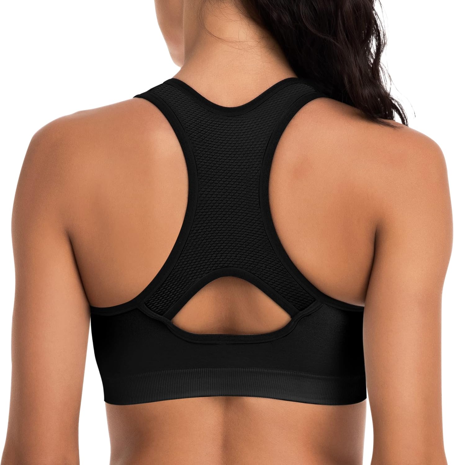 Skiennix Racerback Sports Bra - High Impact Athletic Tank Top with Pads for Yoga & Workouts