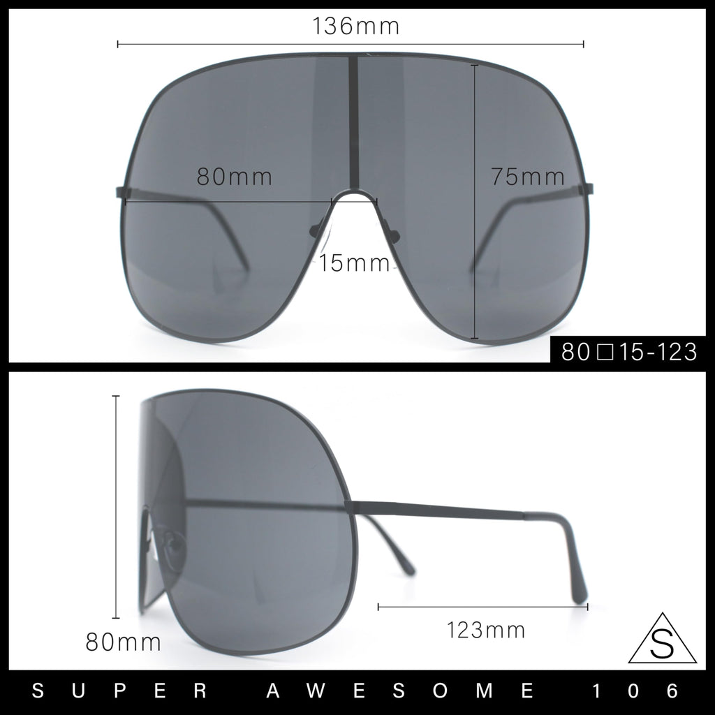 SA106 XXL Oversized Metal Rim Curved Monolens Shield Racer Sunglasses Gold - Brown