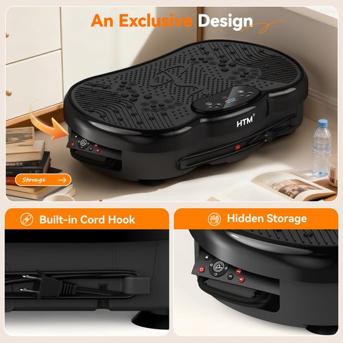 HTM Vibration Plate Exercise Machine - 300 lbs Weight Capacity, 120 Speed Levels, 9 Workout Modes for Home Fitness, Muscle Toning & Weight Loss