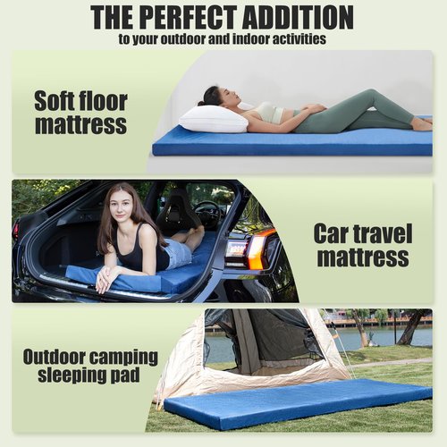 Aodisman Sleeping Pad,3-inch Thick Memory Foam Camping Mattress,Portable Roll-Up Mat for Car/Tent/Floor/Cot/Travel,Comfortable Pad for Guests Sleepover
