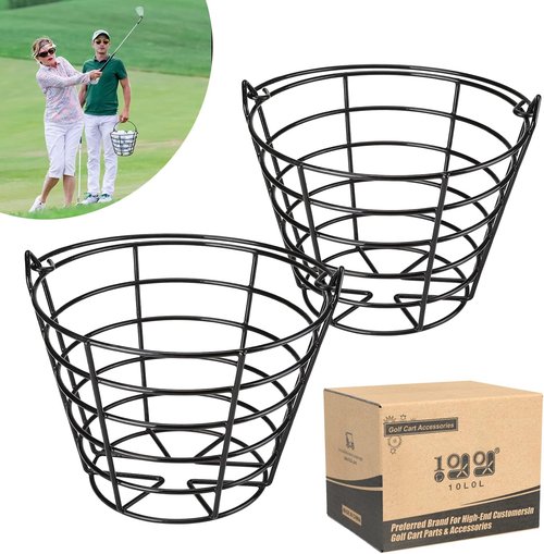 10L0L Golf Ball Bucket - Durable Metal Container with Handle | Holds 50 Balls - Black (Balls Not Included)