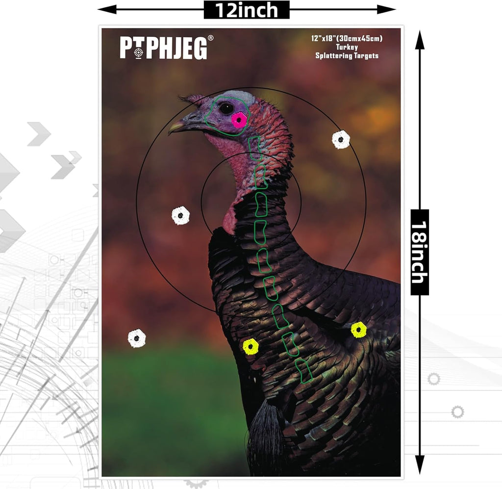 Photo-Realistic Small Game Animal Targets by [Brand Name] - Reflective Turkey Targets | 12"x18" - 10/25/50 Pack