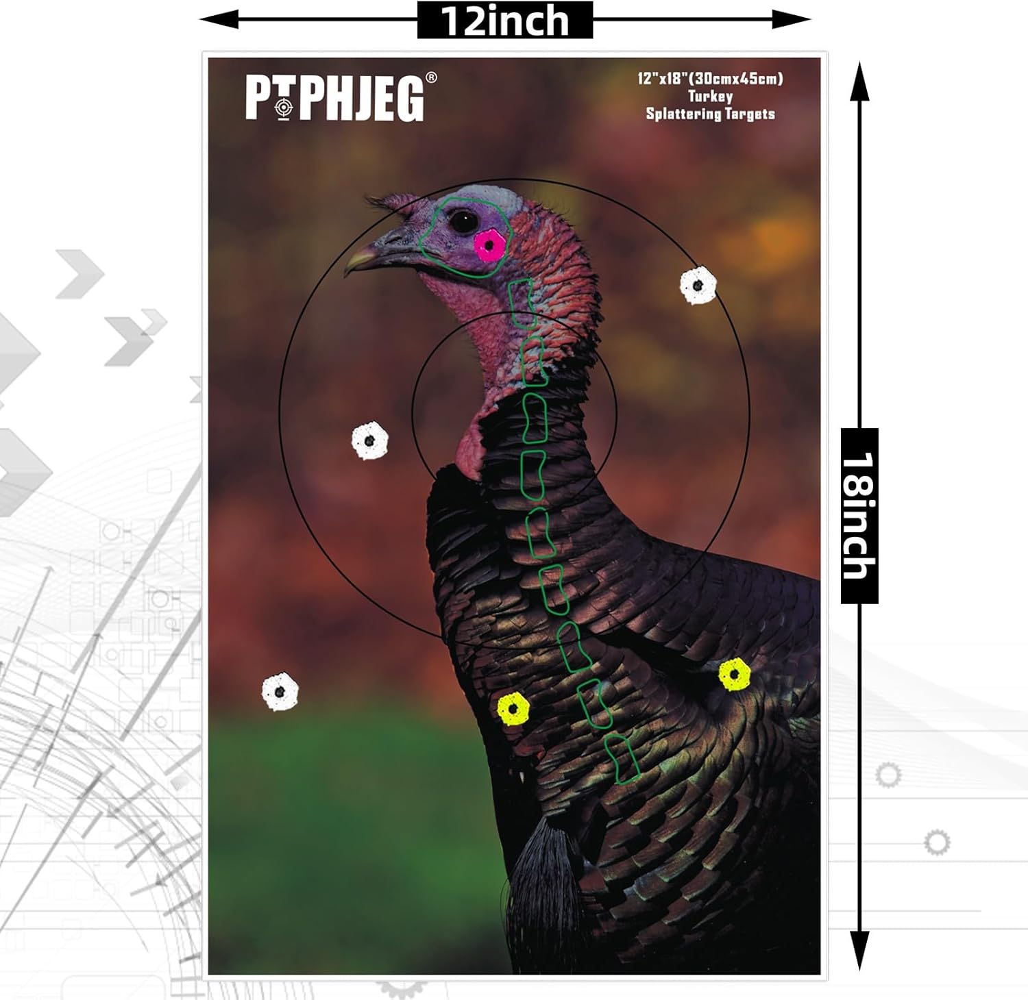 Photo-Realistic Small Game Animal Targets by [Brand Name] - Reflective Turkey Targets | 12"x18" - 10/25/50 Pack
