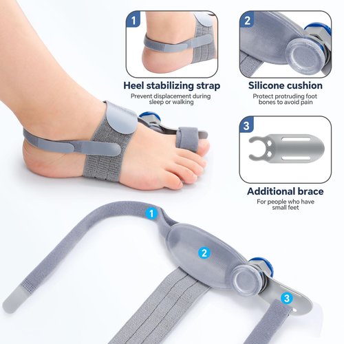 ROHVEMJ Bunion Corrector for Women & Men – Single Toe Straightener with Adjustable Alignment Knob & Silicone Pad, Day & Night Use, Fits Left or Right Foot