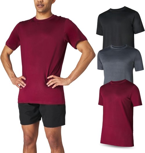 Men’s Workout Short Sleeve Athletic Gym T-Shirts 3 Pack Mens Dry Fit Running Shirt Moisture Wicking Active Crew Tees for Men