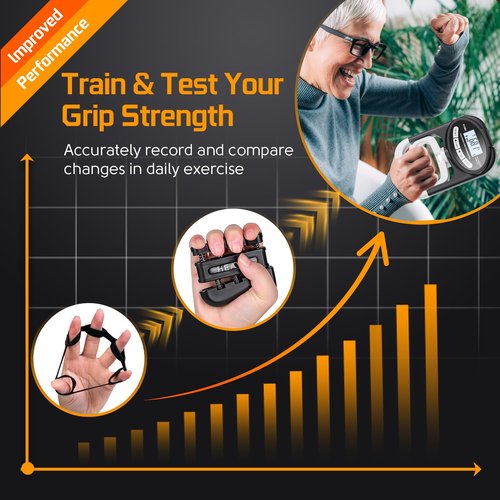 Grip Strength Tester Trainer Dynamometer - Hand Grip Dynamometer with Hand gripper Strengthener Forearm Strengthener Wrist Exerciser for Sports