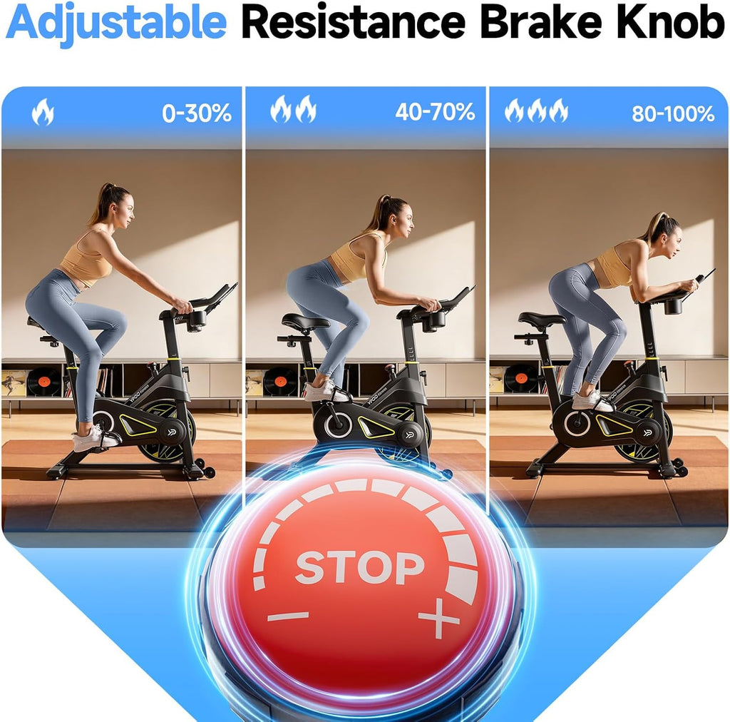 YPOO Exercise Bike - Adjustable Magnetic Resistance Indoor Bike with App & 330lbs Capacity