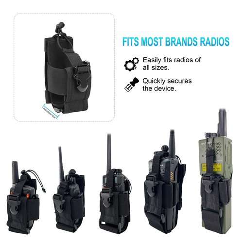 Tactical MOLLE Radio Pouch Holster - Universal Fit for Duty Belt & Vest, Adjustable for Most Walkie Talkies