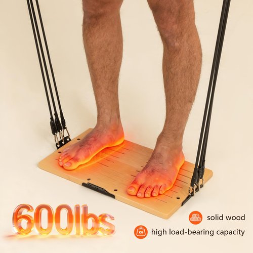 MARCHMARS Resistance Band Foot Plate，Solid Beech Wood Resistance Band Board with Straight Bar Handle，Premium Resistance Band Accessory to Expand Training Options（Resistance bands not included.）