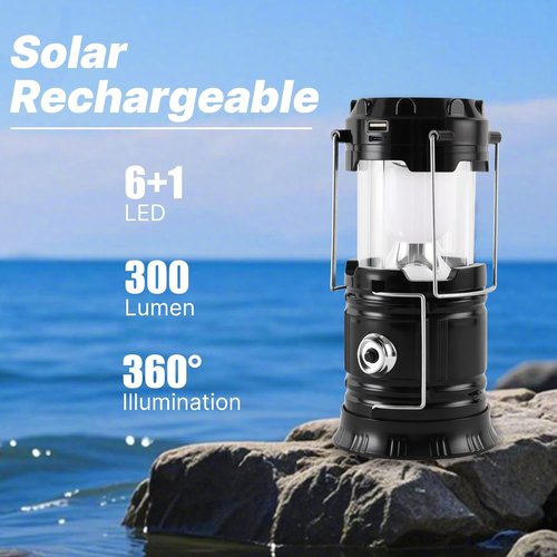 Lichamp Portable Solar Camping Lantern - USB Rechargeable LED Flashlight | 4-Pack Emergency Survival Kit