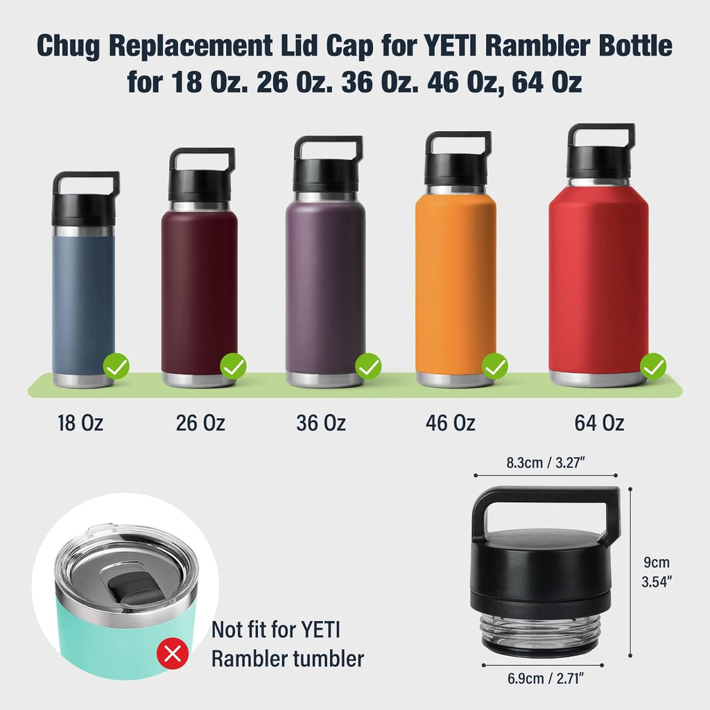 YETI Chug Cap - Screw Top Lid for Rambler Bottles | Fits 18oz, 26oz, 36oz, 64oz Sizes