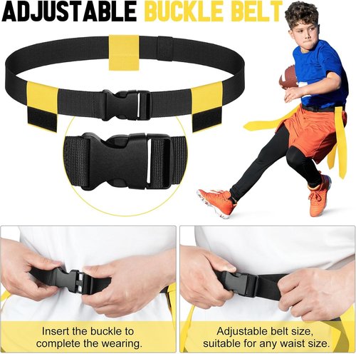 Flag Football Set by [Brand Name] - Adjustable 14/20 Player Belts with Cones, Football, Pump & Bag for Youth and Adults