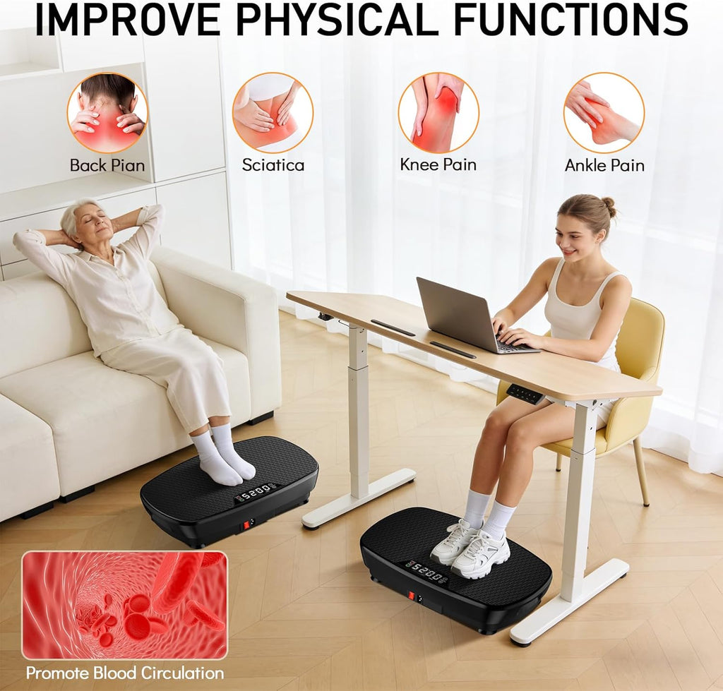 Skiennix Vibration Plate Exercise Machine - 2026 Vibrating Fitness Platform for Lymphatic Drainage | 400 Lbs Capacity with Remote Control
