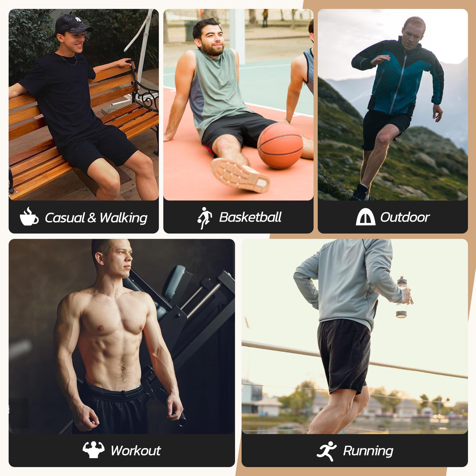 BOOJO 3 Pack Gym Basketball Mens Shorts - Quick Dry Black Workout Athletic Shorts with Pockets for Casual Running (S-6XL)