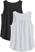 PINSPARK Women's Workout Tops - Lightweight Racerback Tank for Yoga & Gym | 2 Pack, Sizes S-3XL