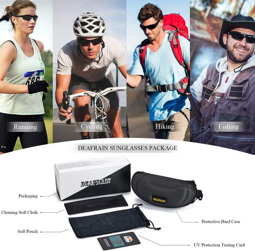DEAFRAIN Polarized Sports Sunglasses - UV Protection for Men & Women | Ideal for Driving, Fishing, Cycling, Running