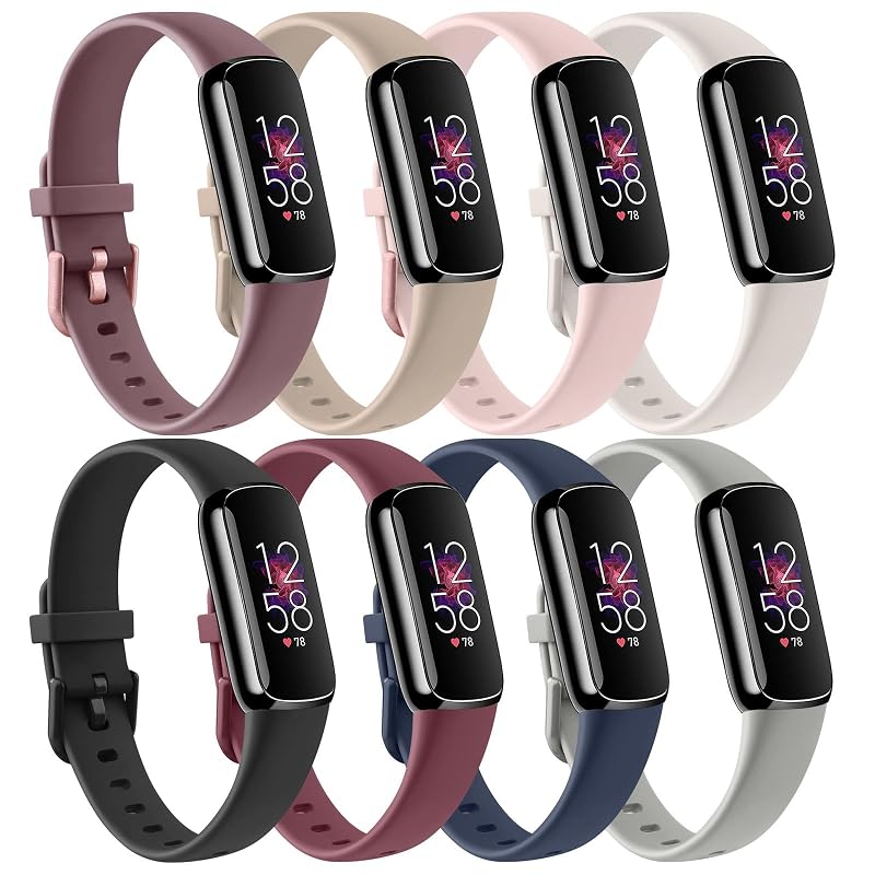 8 Pack Fitbit Luxe Replacement Bands - Soft Silicone Wristbands, Small & Large Sizes (Variation of THIS listing: 8 Pack A+Small)