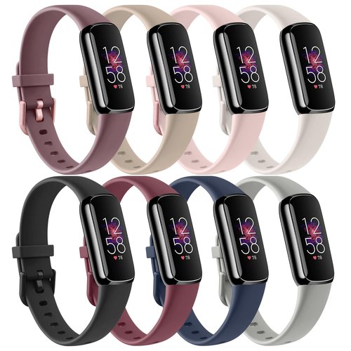 8 Pack Bands Compatible with Fitbit Luxe Bands for Women Men, Soft Silicone Wristband Replacement Strap for Fitbit Luxe Fitness and Wellness Tracker (8 Pack A, Small)