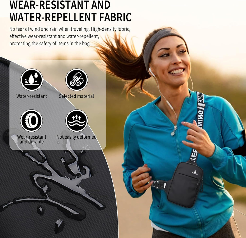 Peicees Mini Crossbody Sling Bag - Water-Resistant Dual Pocket Fanny Pack for Men & Women | Dark Blue